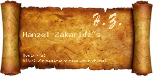 Hanzel Zakariás névjegykártya
